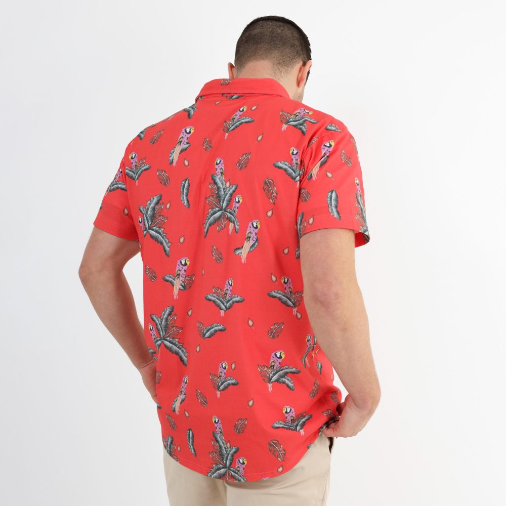 feesthemd rood hawaii print