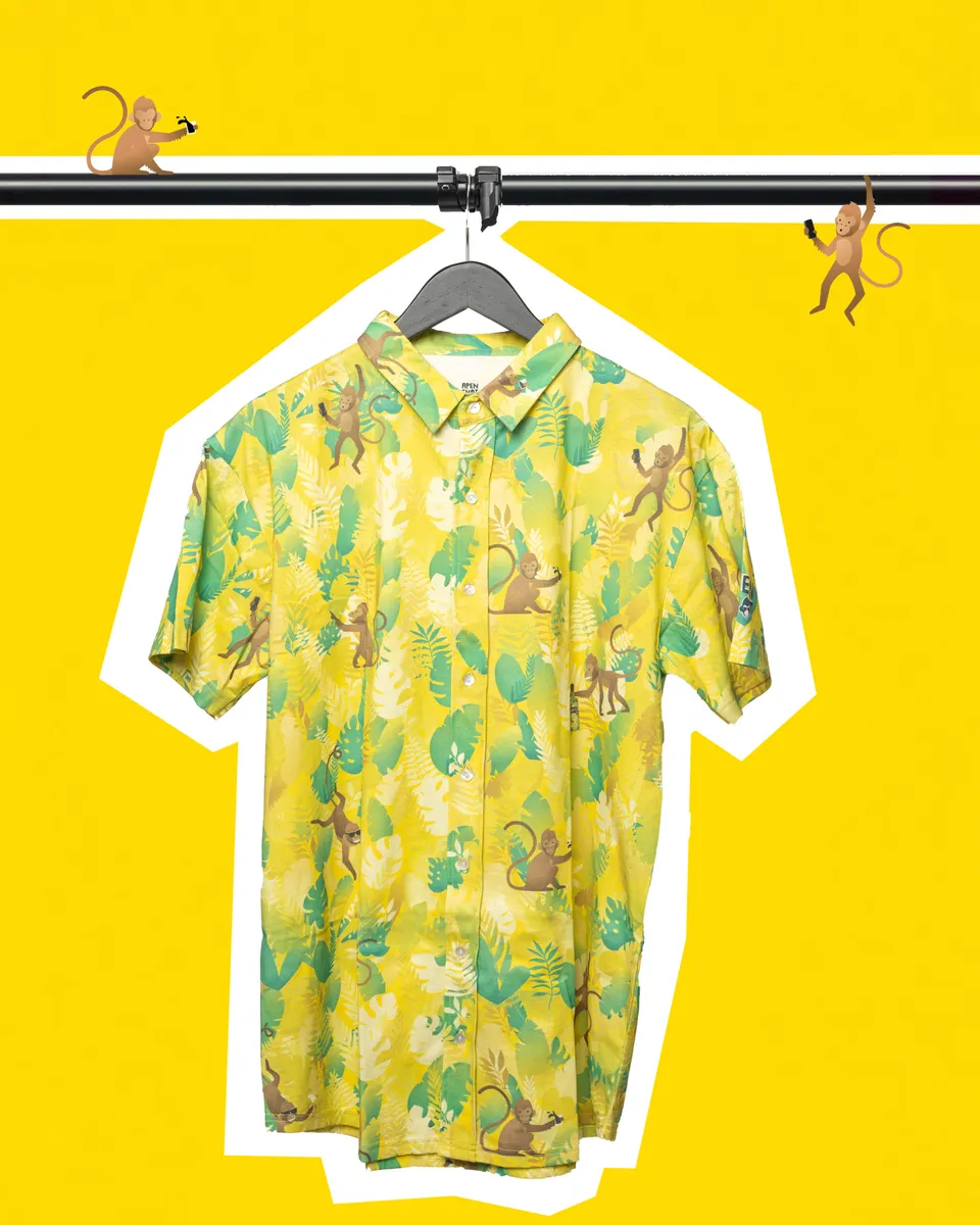 Blouse laten maken met eigen print: het Apenshot-hemd met jungle-print