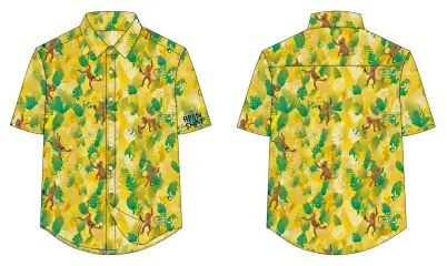 Ontwerp voor een eigen blouse laten maken: mock-up van voor- en achterkant van het Apenshot-hemd
